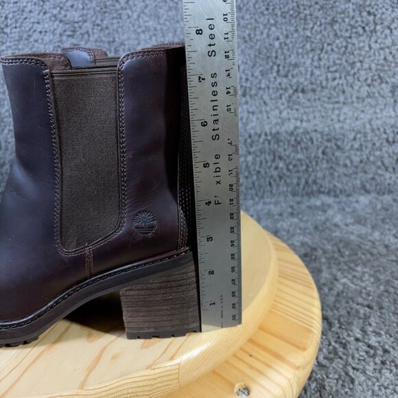 Timberland Sienna High Chelsea Boot Women Size 8 Leather Brown Block Heel Bootie - Picture 5 of 9